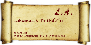 Lakomcsik Arikán névjegykártya